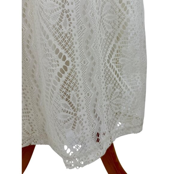 Vtg F21 Cream Lace Ruffle Hem Strapless Maxi Dress | Y2K Coquette Coastal Boho S - Picture 12 of 16